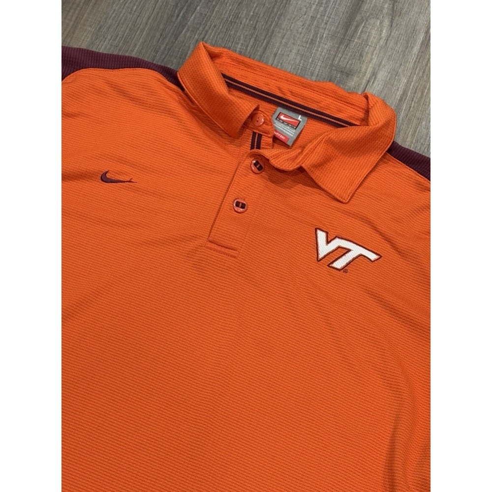 Nike Team Apparel Virginia Tech Fit Dri Polo Mens Size Large Waffle Knit
